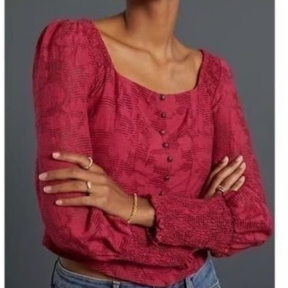 Anthropologie Romantic Red Blouse